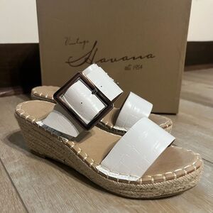 New Vintage Havana Robin Wedge Sandals White - Size 7.5